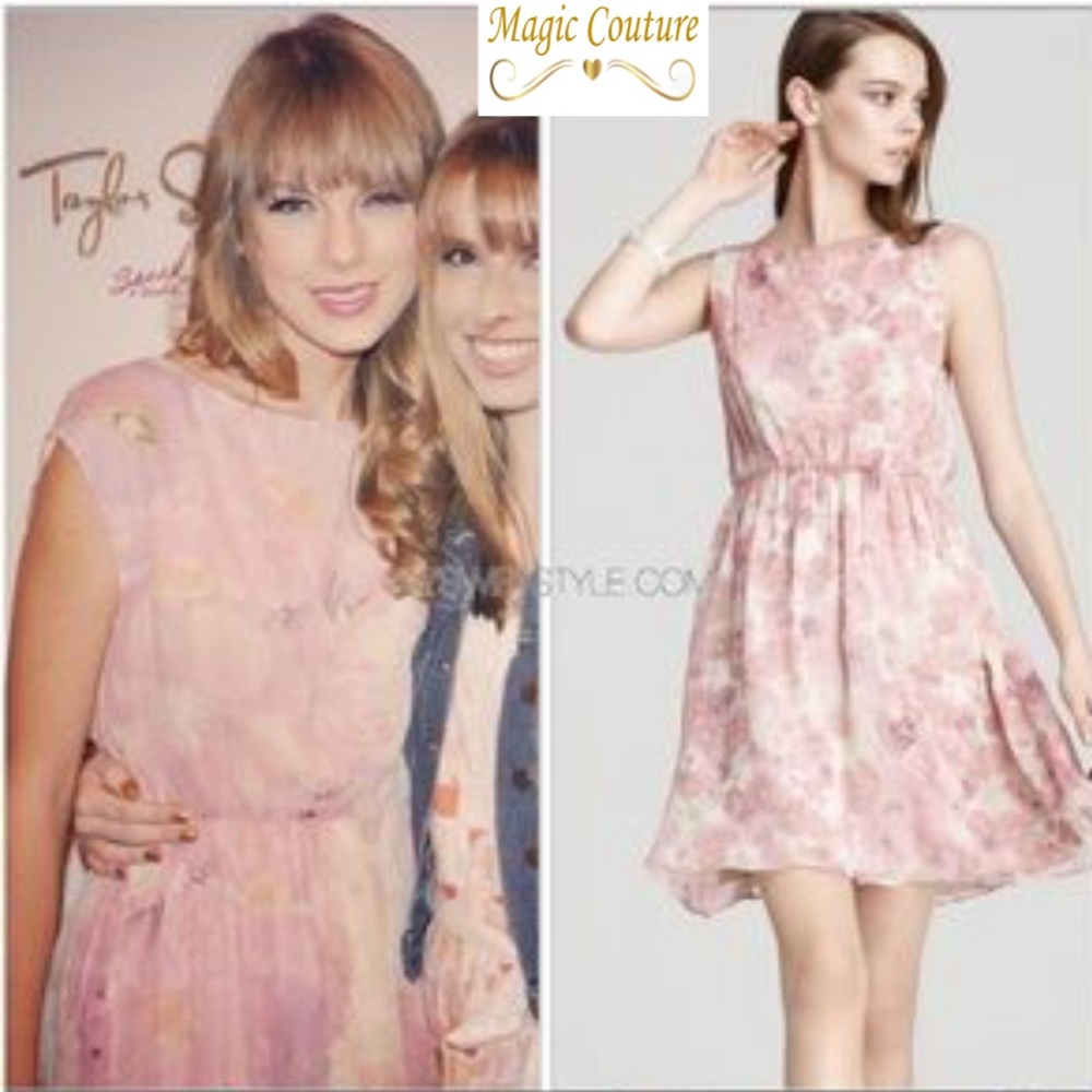Alice and Olivia Lou Silk Floral Blouson Dress Taylor Swift Lover Era